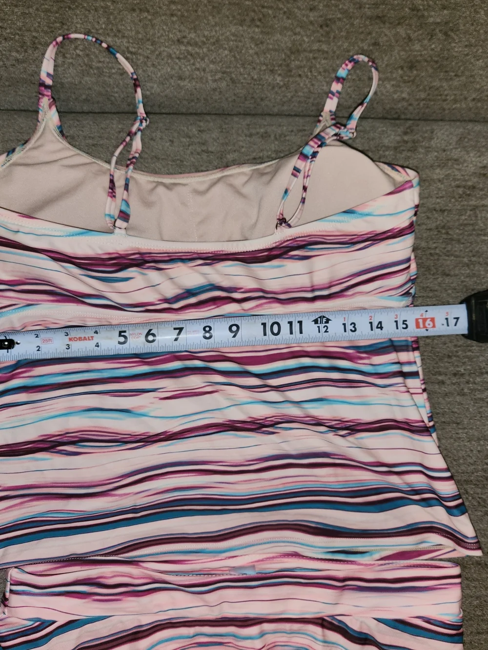 Mynah Women's Pink Striped 2-Piece Swimsuit Large